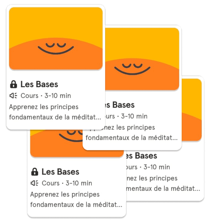 Captures d'écrans de l'application Headspace représentant les faiblesses de son architecture d'information.