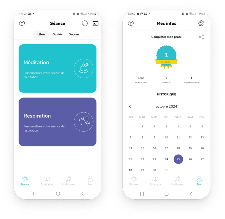 Captures d'écrans de l'application Petit Bambou représentant ses faiblesses.